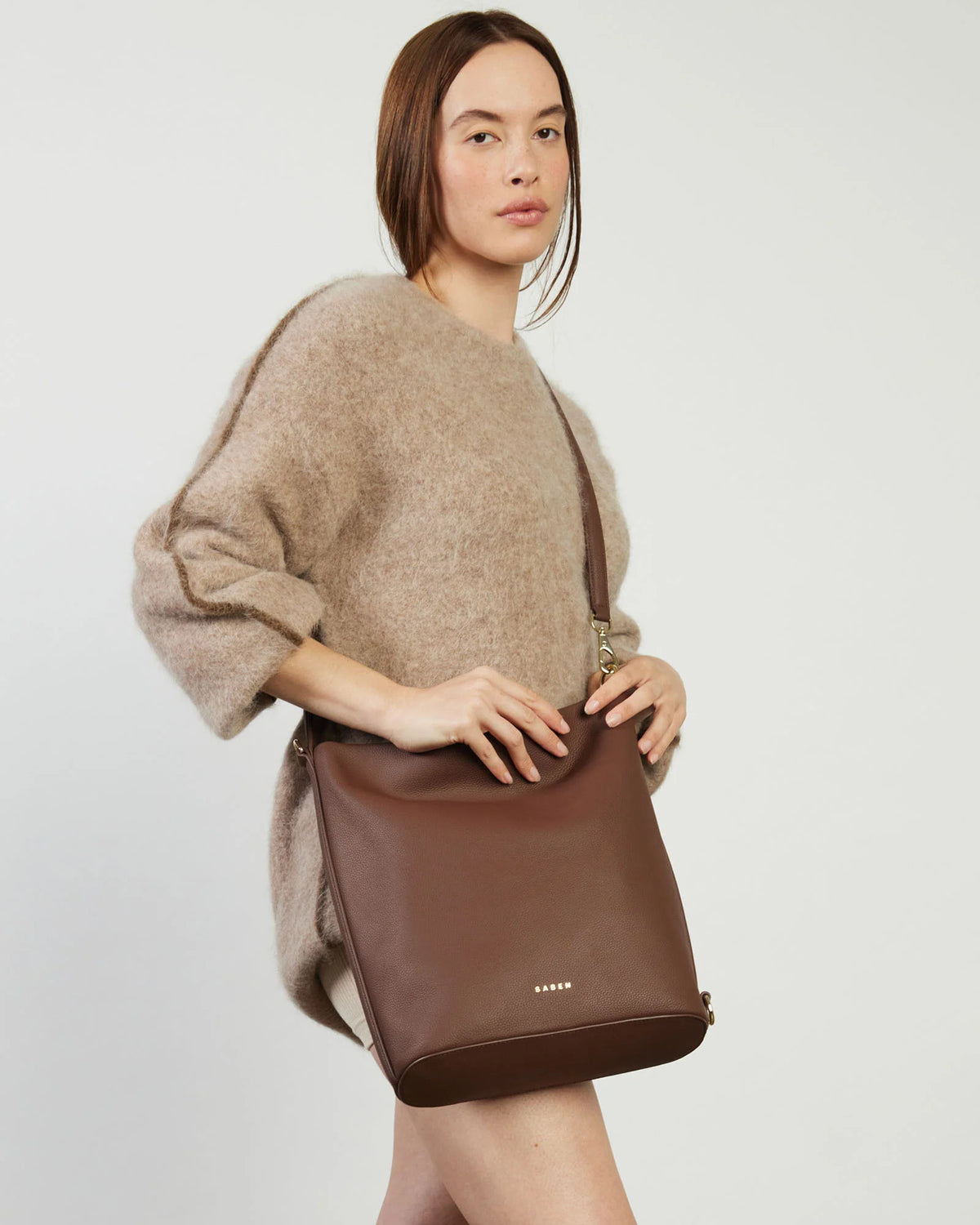 Saben June Shoulder Bag - Umber Pebble Brown leather handbag