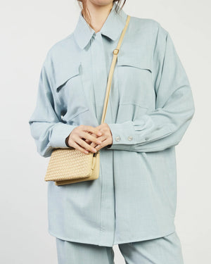 Saben Tilly Crossbody - Raffia Stitched Weave Beige woven handbag