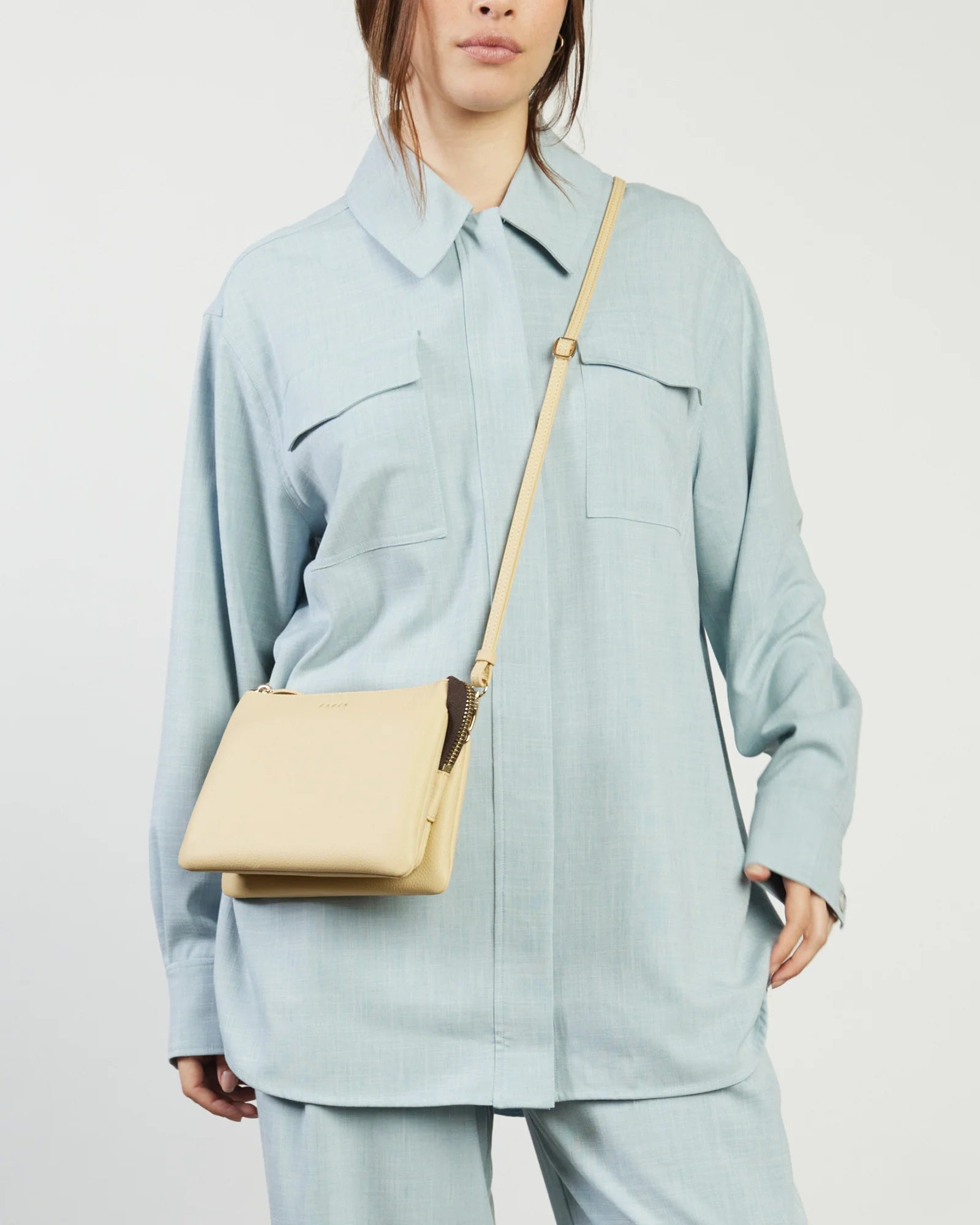 Saben Tilly's Big Sis Crossbody - Raffia Leather Bag Beige handbag