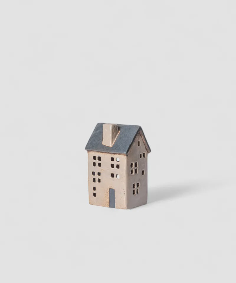 French Country Collections Saint Malo Tea Light House Blue Roof