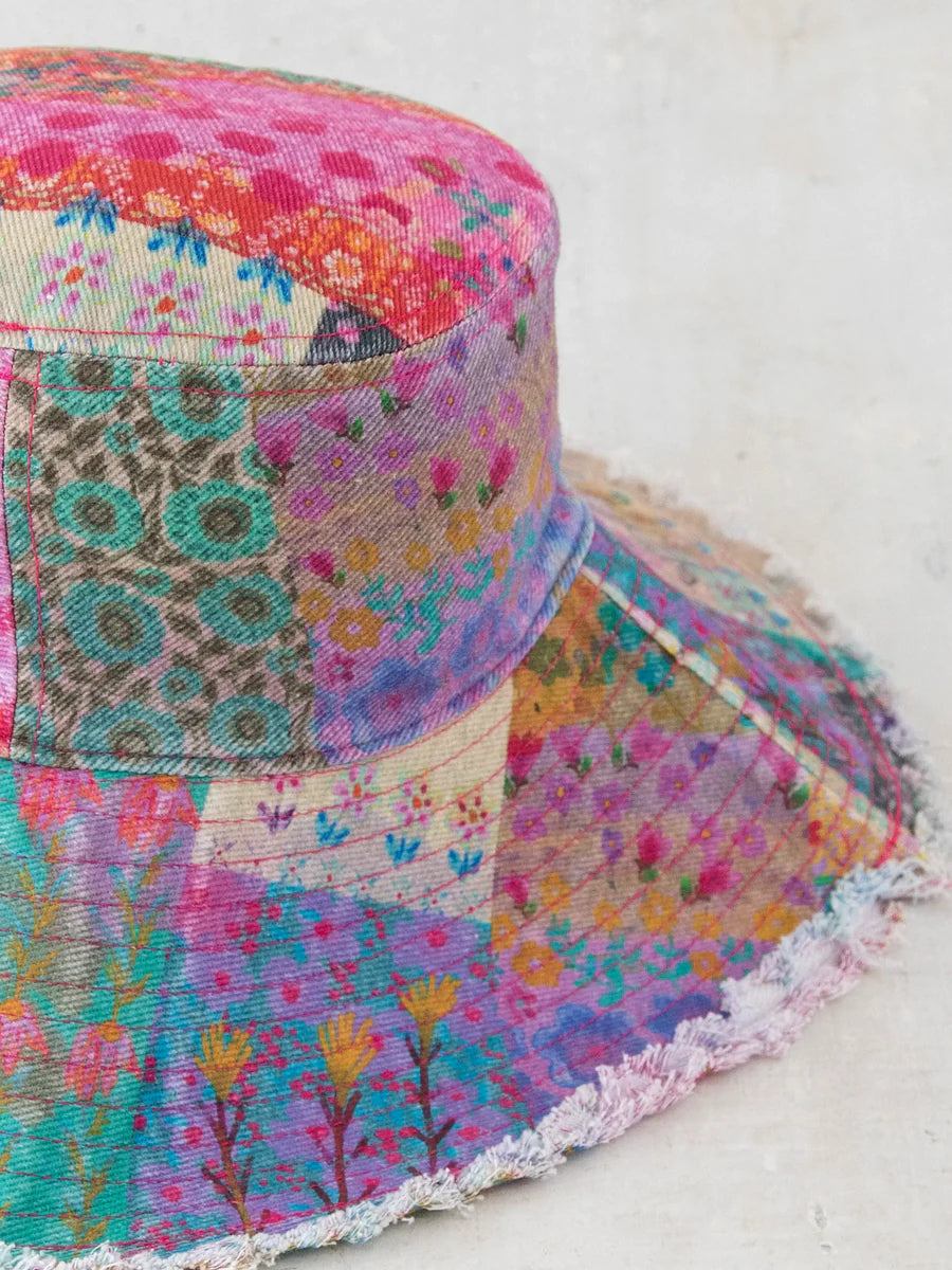 Natural Life Sandy Days Bucket Hat - Watercolor Patchwork Colorful patchwork sun hat