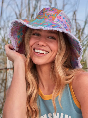 Natural Life Sandy Days Bucket Hat - Watercolor Patchwork Colorful patchwork sun hat