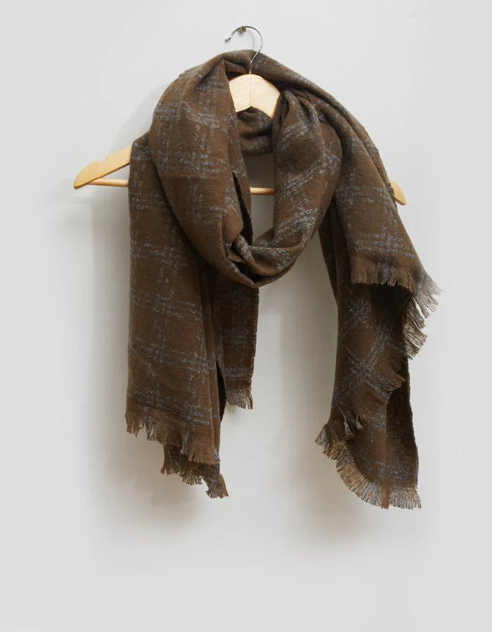 Stella Gemma Scarf - Coffee Lurex Check