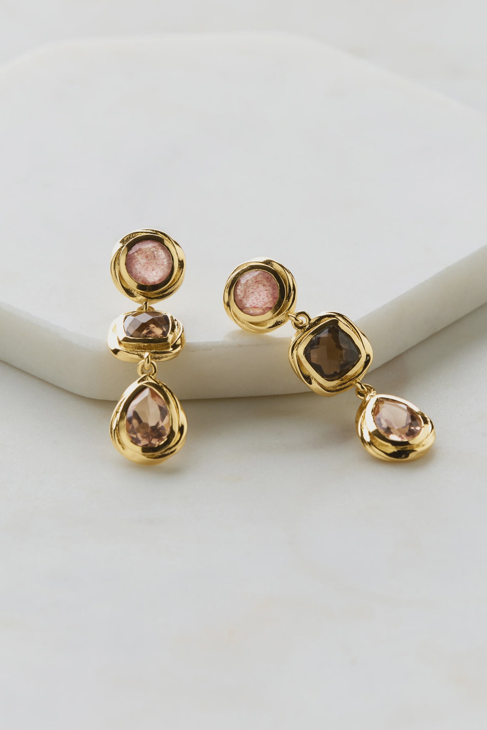 ZAFINO 6797 Scarlett Earring - Strawberry Quartz Smokey Morganite - Artisan