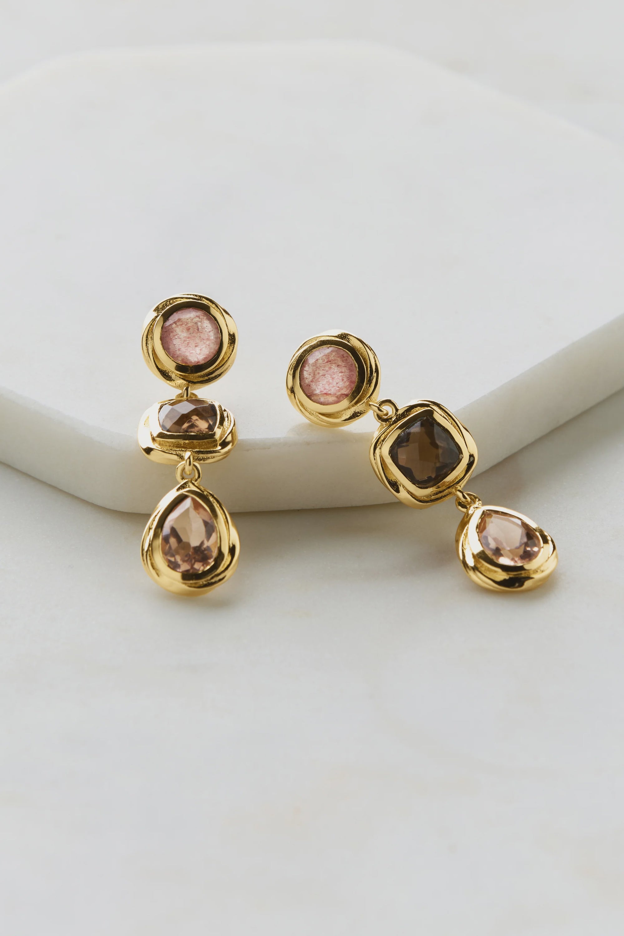 ZAFINO 6797 Scarlett Earring - Strawberry Quartz Smokey Morganite - Artisan