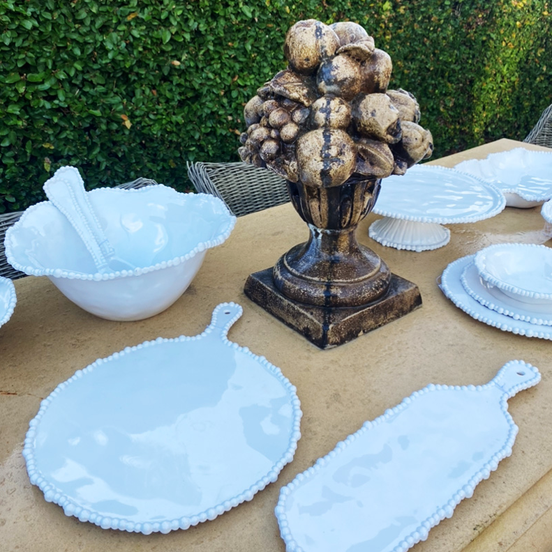 Melamine Pearl Platter Handle Round + Le Forge