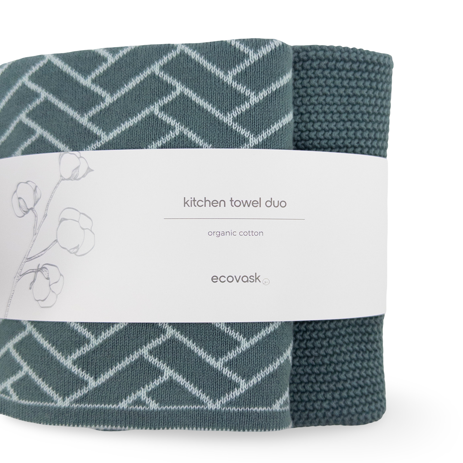 Kitchen Towel Duo - Sea Foam Herringbone