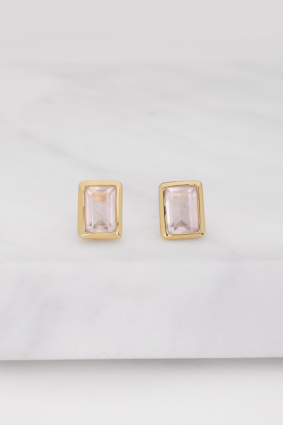 Sierra Stud Earrings - Rose Quartz - Artisan