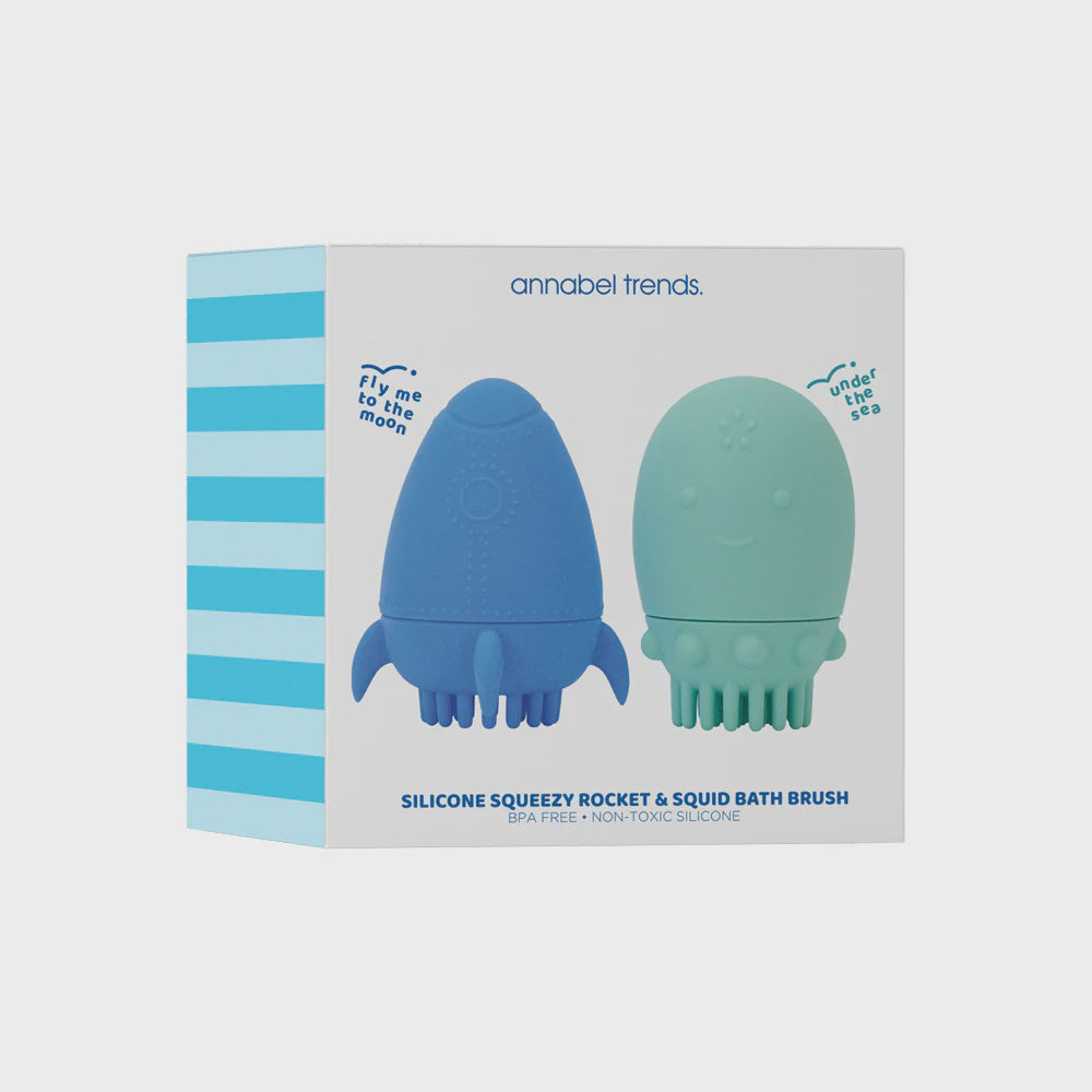 Annabel Trends Silicone Bath Brush Set of 2 - Rocket & Squid