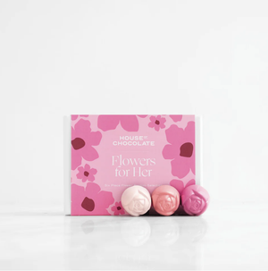 House of Chocolate Flowers for her Mother's Day A bouquet of six handcrafted rose shaped chocolate bonbons