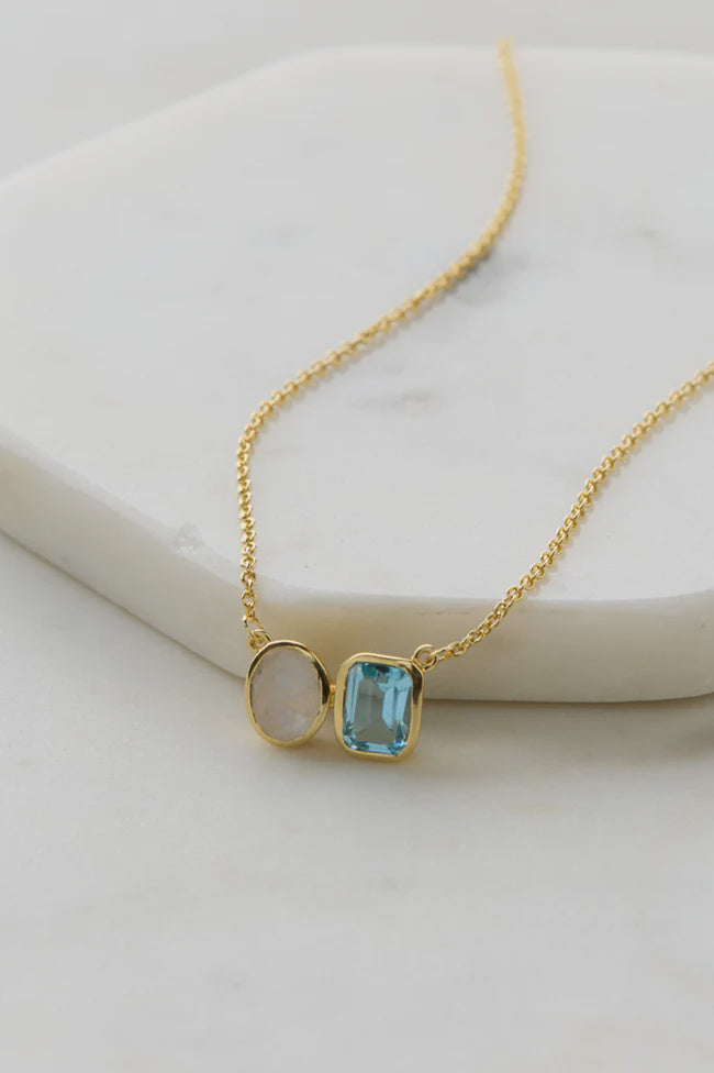 ZAFINO Skylar Necklace - Moonstone/Blue Topaz - Artisan