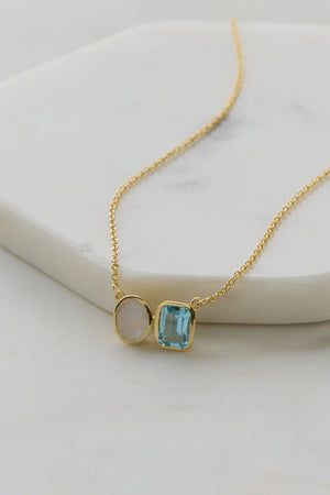 ZAFINO Skylar Necklace - Moonstone/Blue Topaz - Artisan