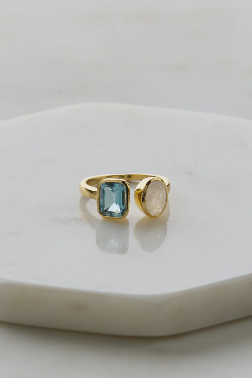 Skylar Ring - Moonstone Blue Topaz - Artisan