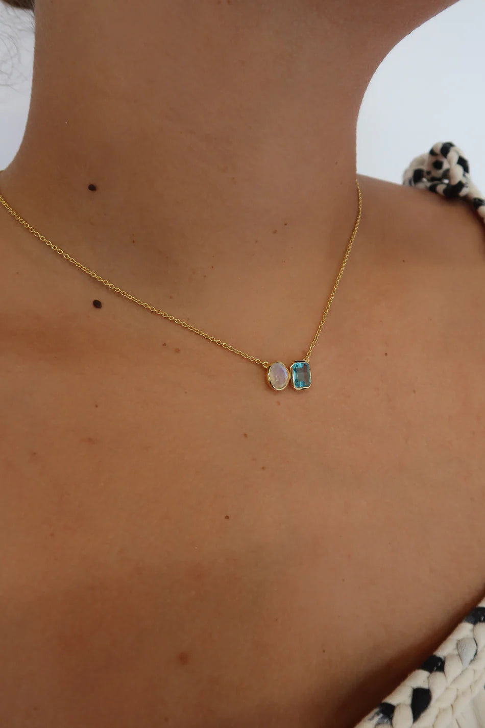 ZAFINO Skylar Necklace - Moonstone/Blue Topaz - Artisan