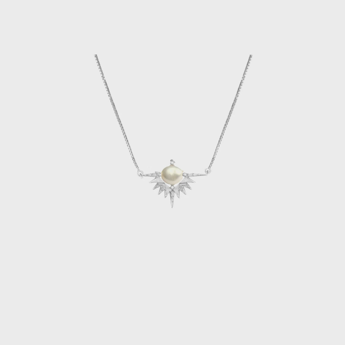 Solar Embrace Necklace- Silver & Pearl