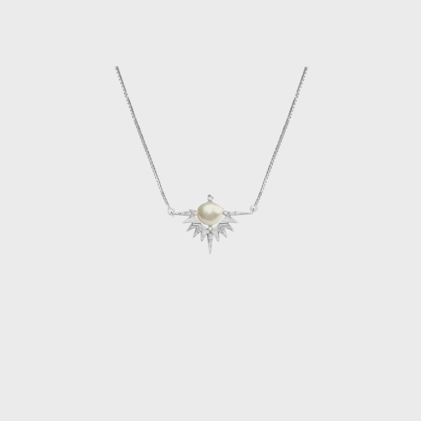 Solar Embrace Necklace- Silver & Pearl