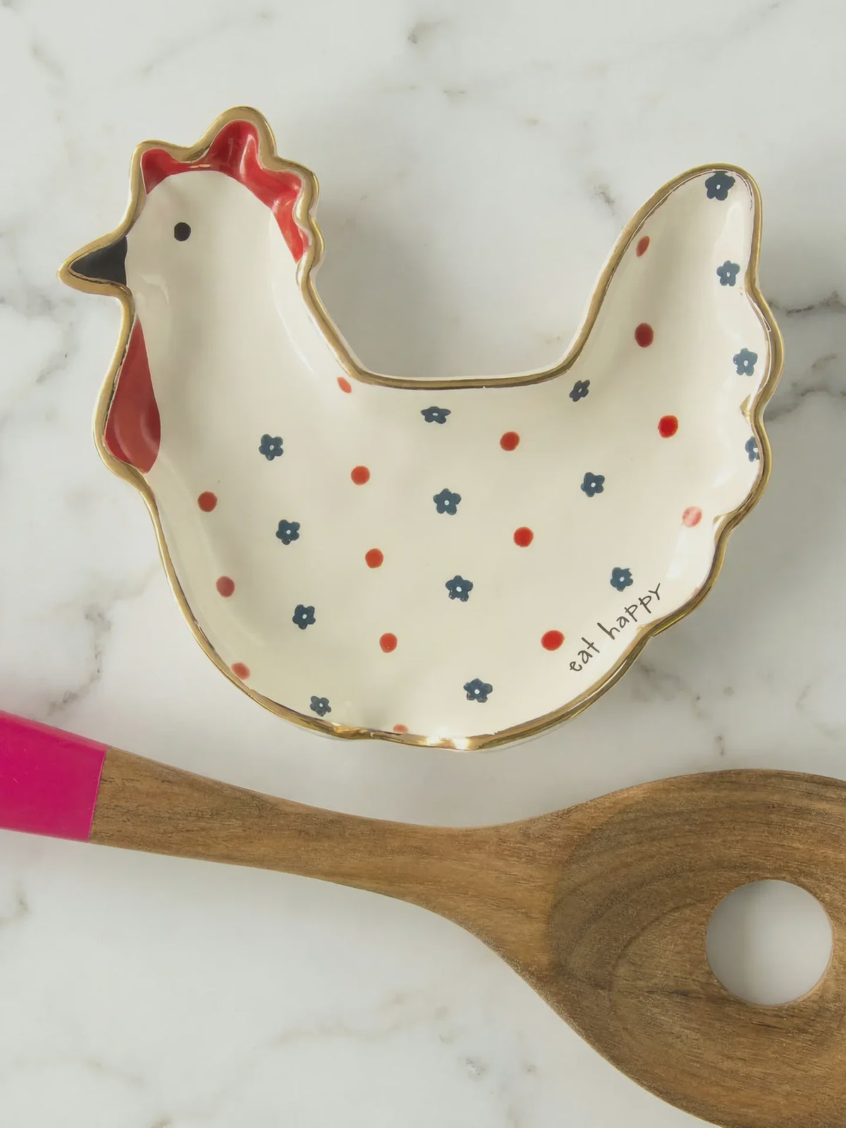 Natural Life Spoon Rest - Eat Happy Chicken