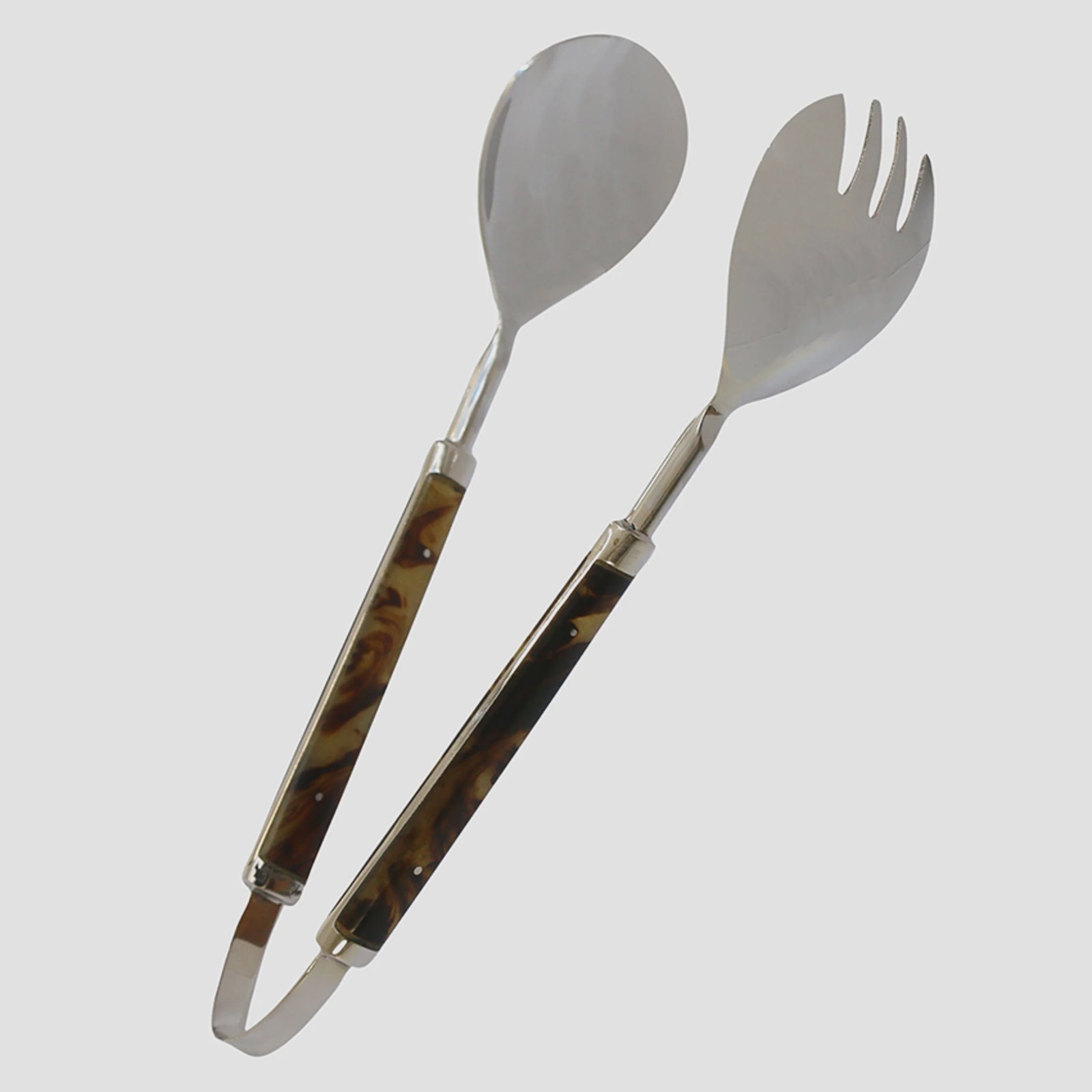 CC Interiors Stainless Steel and Tortoise Handle Tongs
