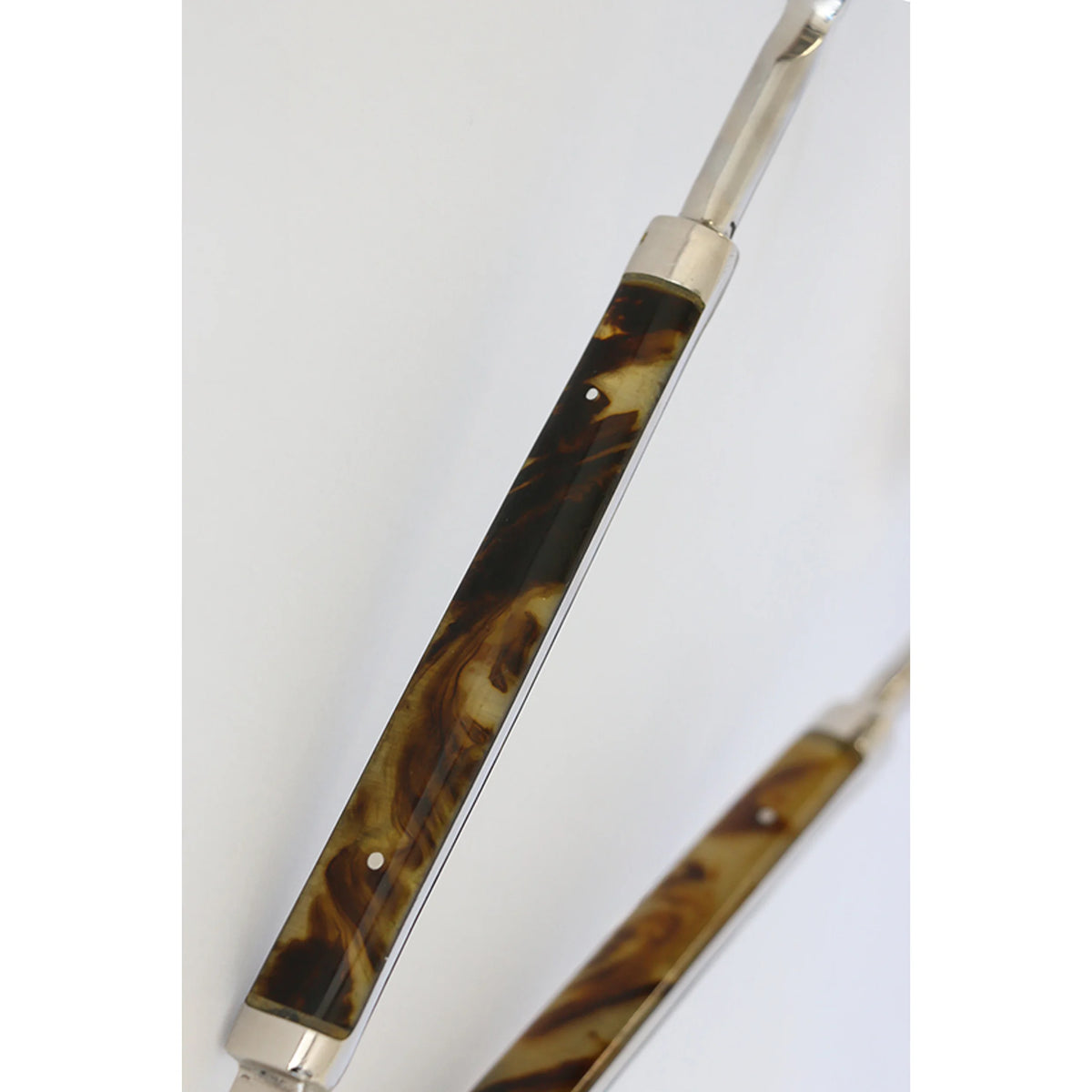 CC Interiors Stainless Steel and Tortoise Handle Tongs