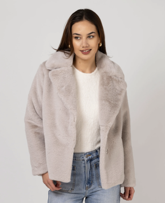 Stella + Gemma AW25 Britta Fur Jacket - Oyster