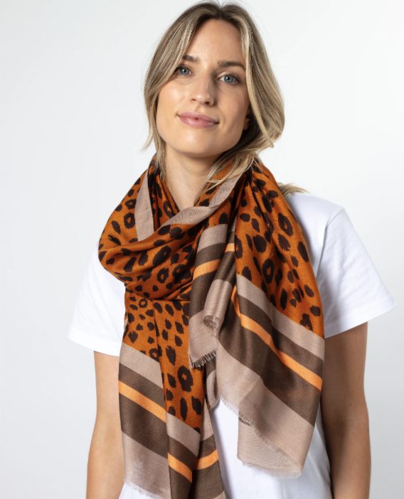 Orange Leopard Scarf 22x22