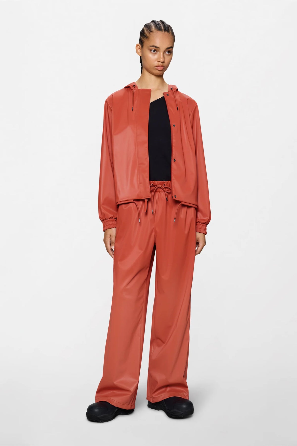 RAINS String W Jacket W3 - Kiln Orange hooded jacket