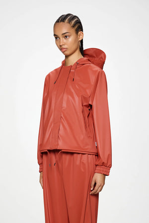 RAINS String W Jacket W3 - Kiln Orange hooded jacket
