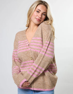 Stella+Gemma Stripe Cardigan - Desert Rose