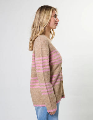 Stella+Gemma Stripe Cardigan - Desert Rose