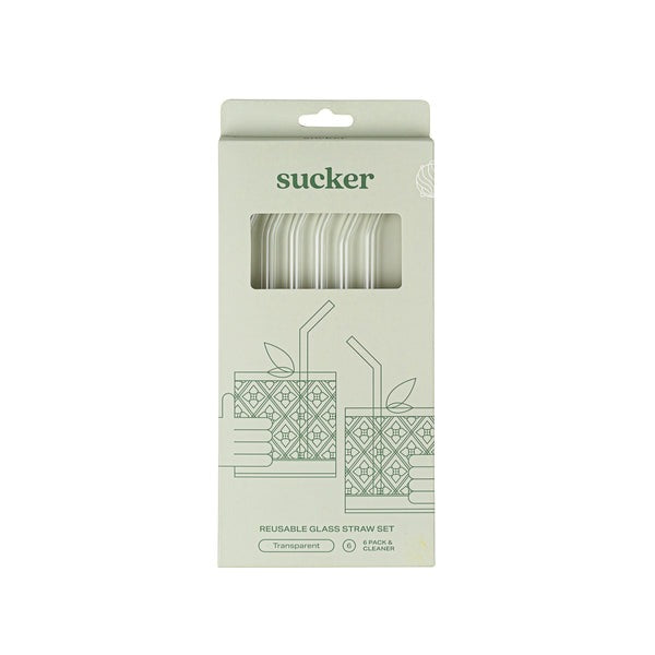 Sucker Reusable Glass Drinking Straws - Clear