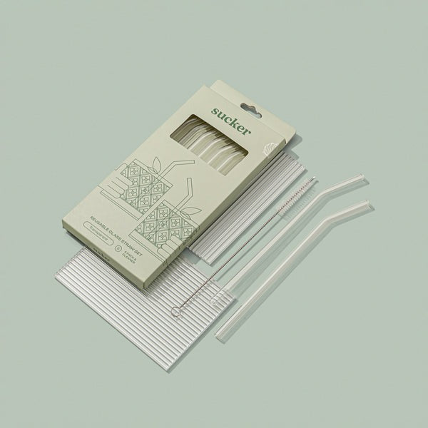 Sucker Reusable Glass Drinking Straws - Clear