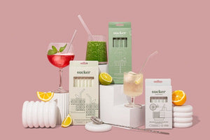 Sucker Reusable Glass Cocktail Straws - Clear