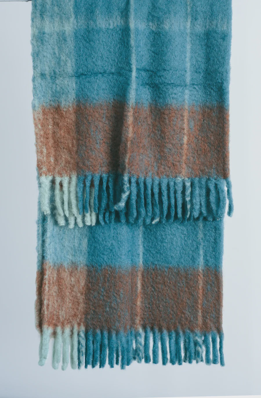 Bianca Morene TWIST FRAME THROW - TEAL/RUST Wool Mohair