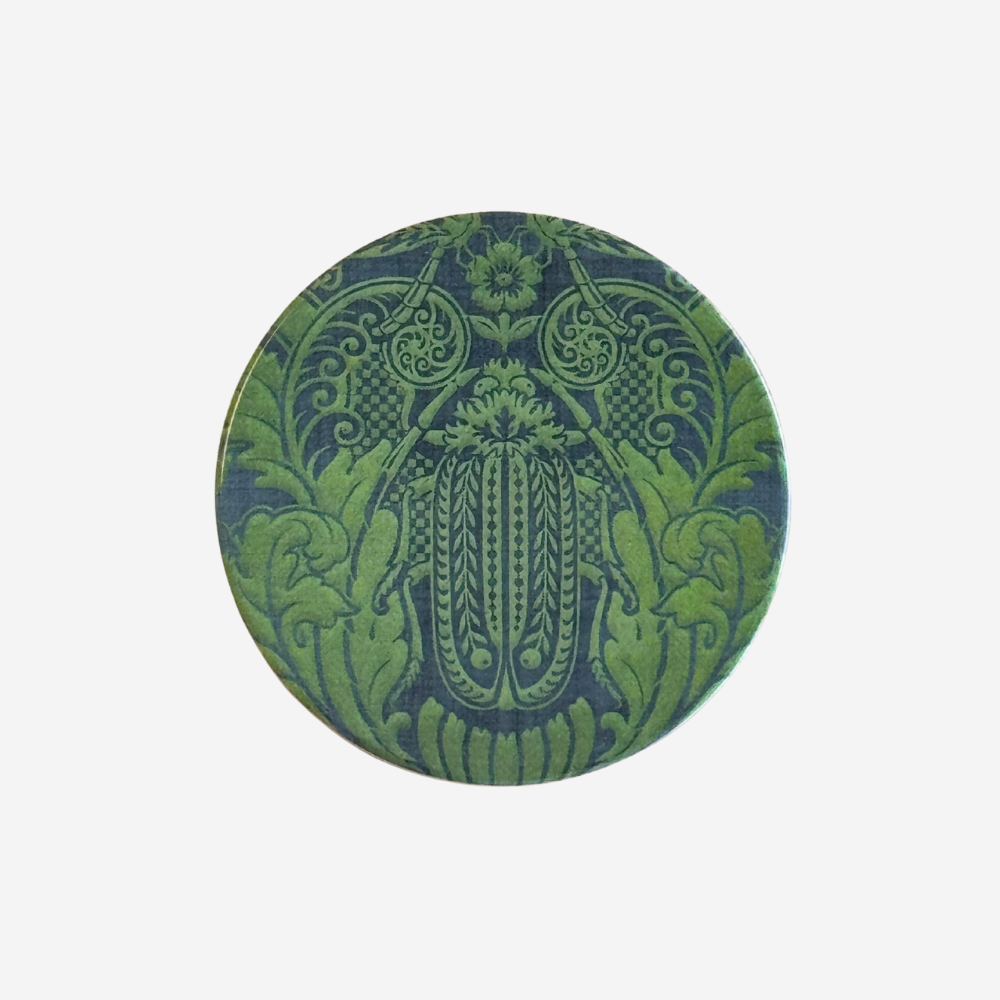 TANYA WOLFKAMP Coaster - Damask - Huhu Green Decorative intricate green and blue beetle design