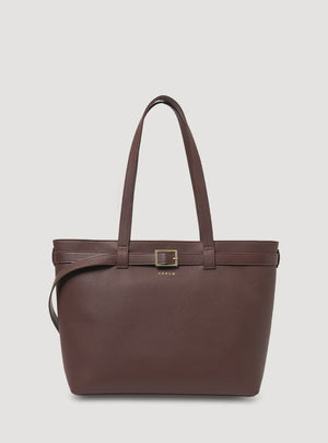 SABEN Tabby Shoulder Bag Espresso + Bronze Leather Tote