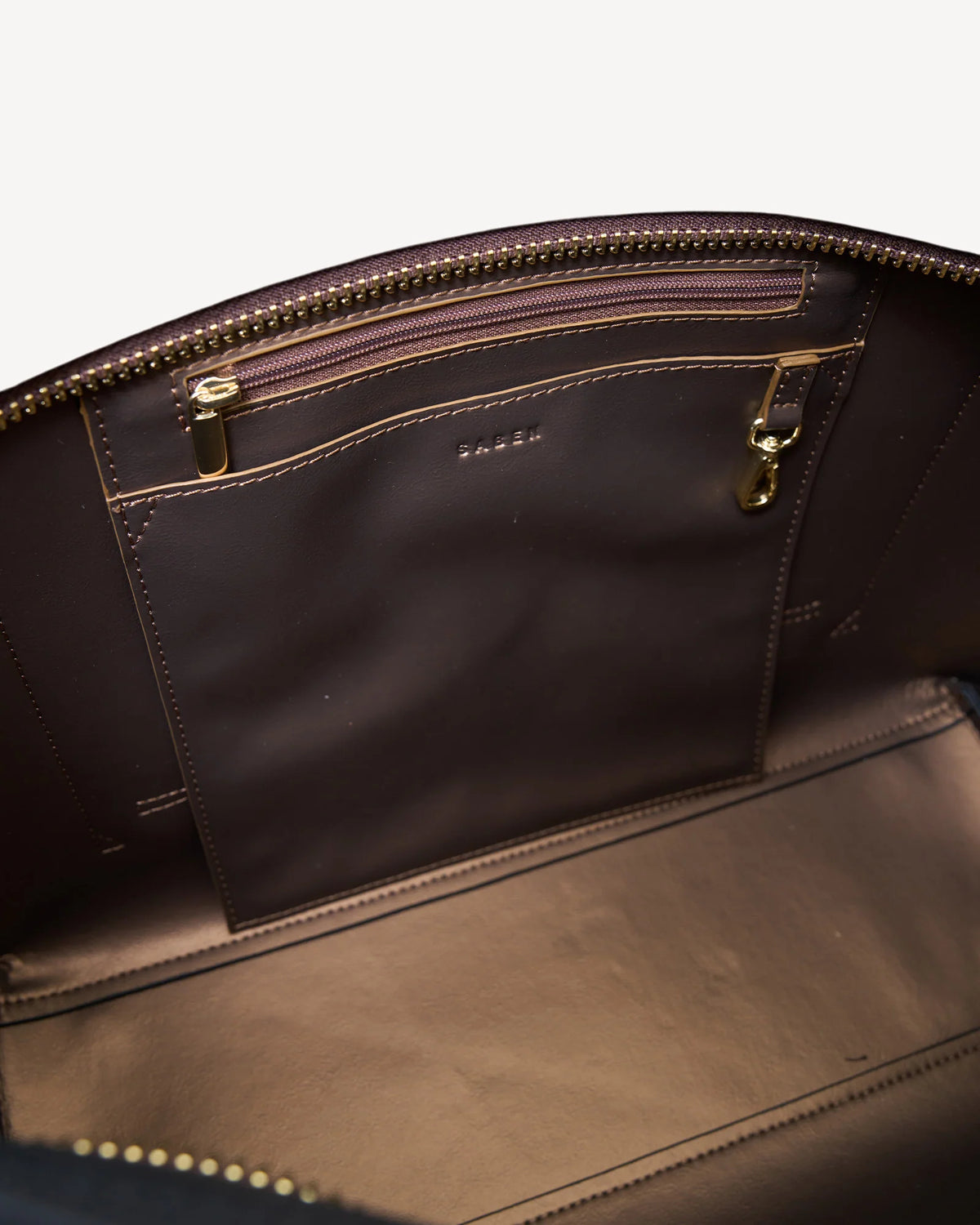 SABEN Tabby Shoulder Bag Black + Bronze Leather Tote