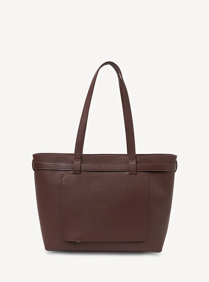 SABEN Tabby Shoulder Bag Espresso + Bronze Leather Tote