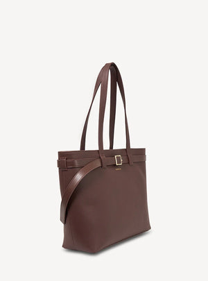 SABEN Tabby Shoulder Bag Espresso + Bronze Leather Tote