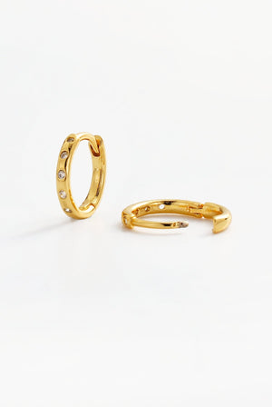 ZAFINO Talia Huggie - Gold hoop earrings with embedded stones