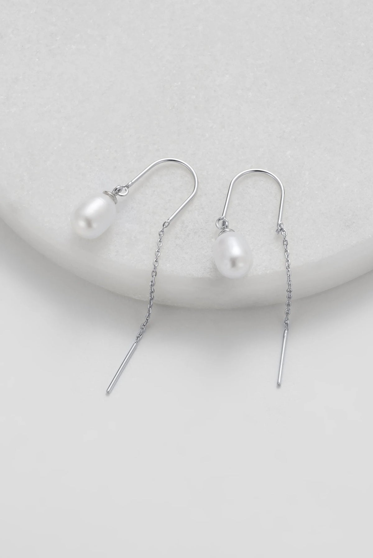 ZAFINO 7375 Talia Thread Pearl Earring - Silver