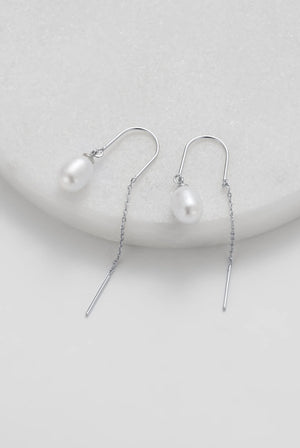 ZAFINO 7375 Talia Thread Pearl Earring - Silver