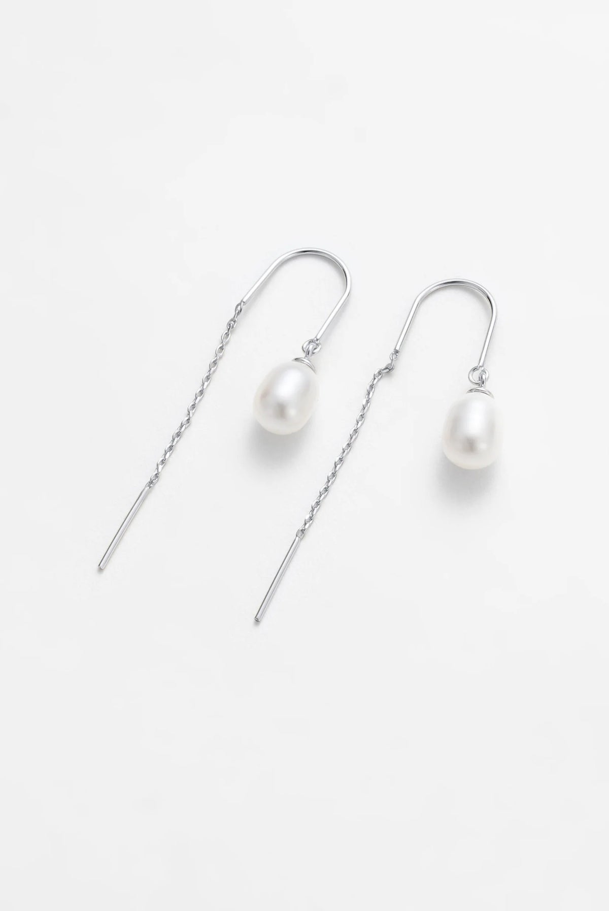 ZAFINO 7375 Talia Thread Pearl Earring - Silver