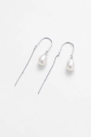 ZAFINO 7375 Talia Thread Pearl Earring - Silver