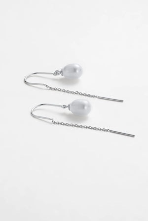 ZAFINO 7375 Talia Thread Pearl Earring - Silver