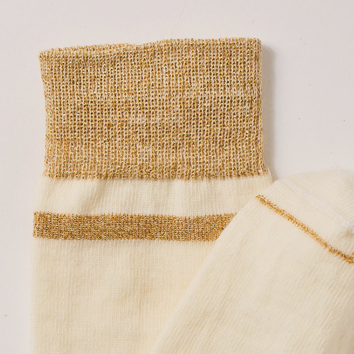 The Exceptional Merino Socks - Natural with Lurex Stripe