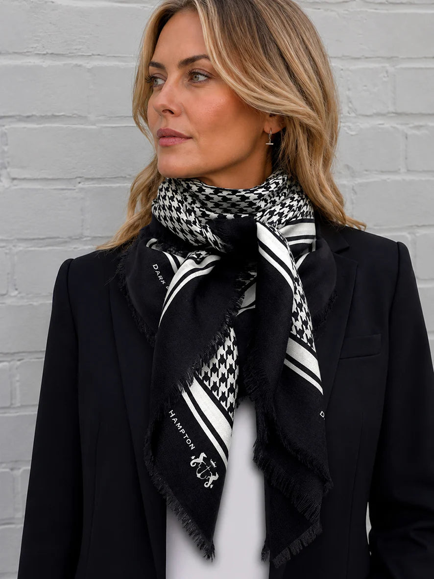 Dark Hampton The Hunter Wool Silk Scarf - Black & White