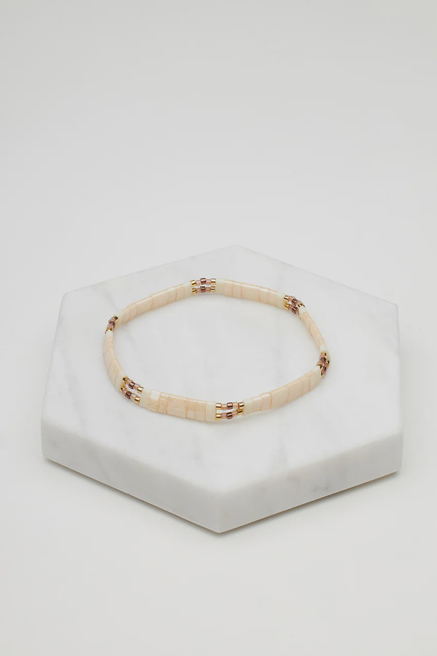 ZAFINO Tile Stretch Bracelet - Blush