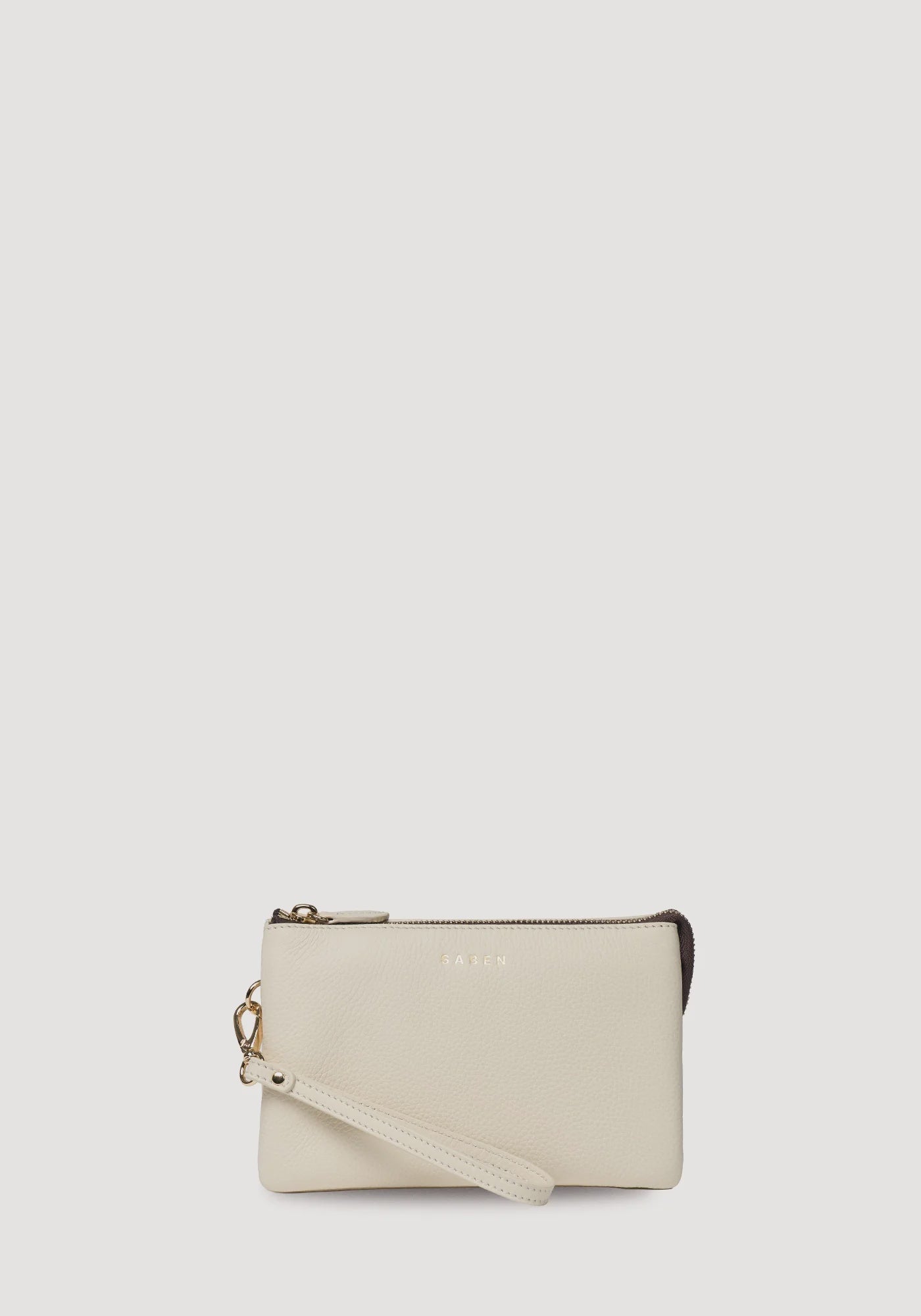 SABEN SS26 Tilly Crossbody - Quartz off-white leather wristlet clutch Bag