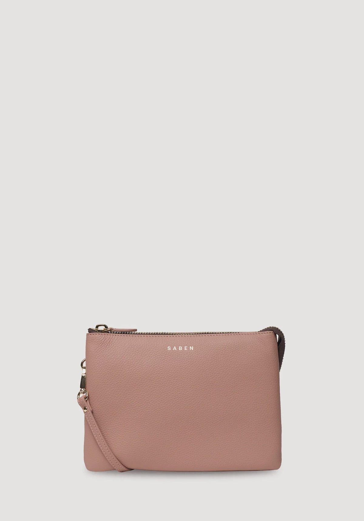 SABEN SS26 Tilly's Big Sis Crossbody - Rosewater dusty pink leather crossbody clutch bag