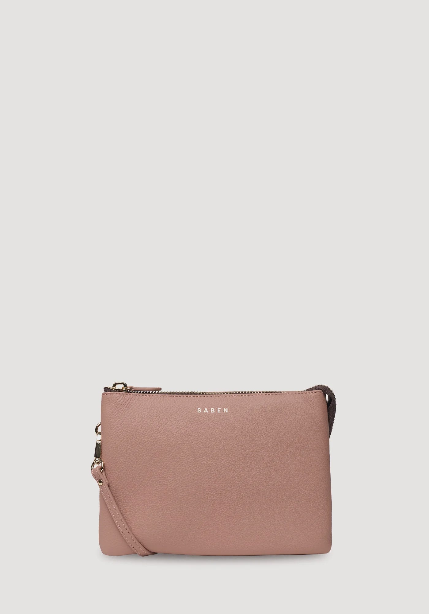 SABEN SS26 Tilly's Big Sis Crossbody - Rosewater dusty pink leather crossbody clutch bag